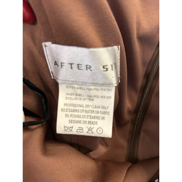 After Six Latte Strapless Satin Tea Length Cocktail Dress - Size 16 - Picture 10 of 13